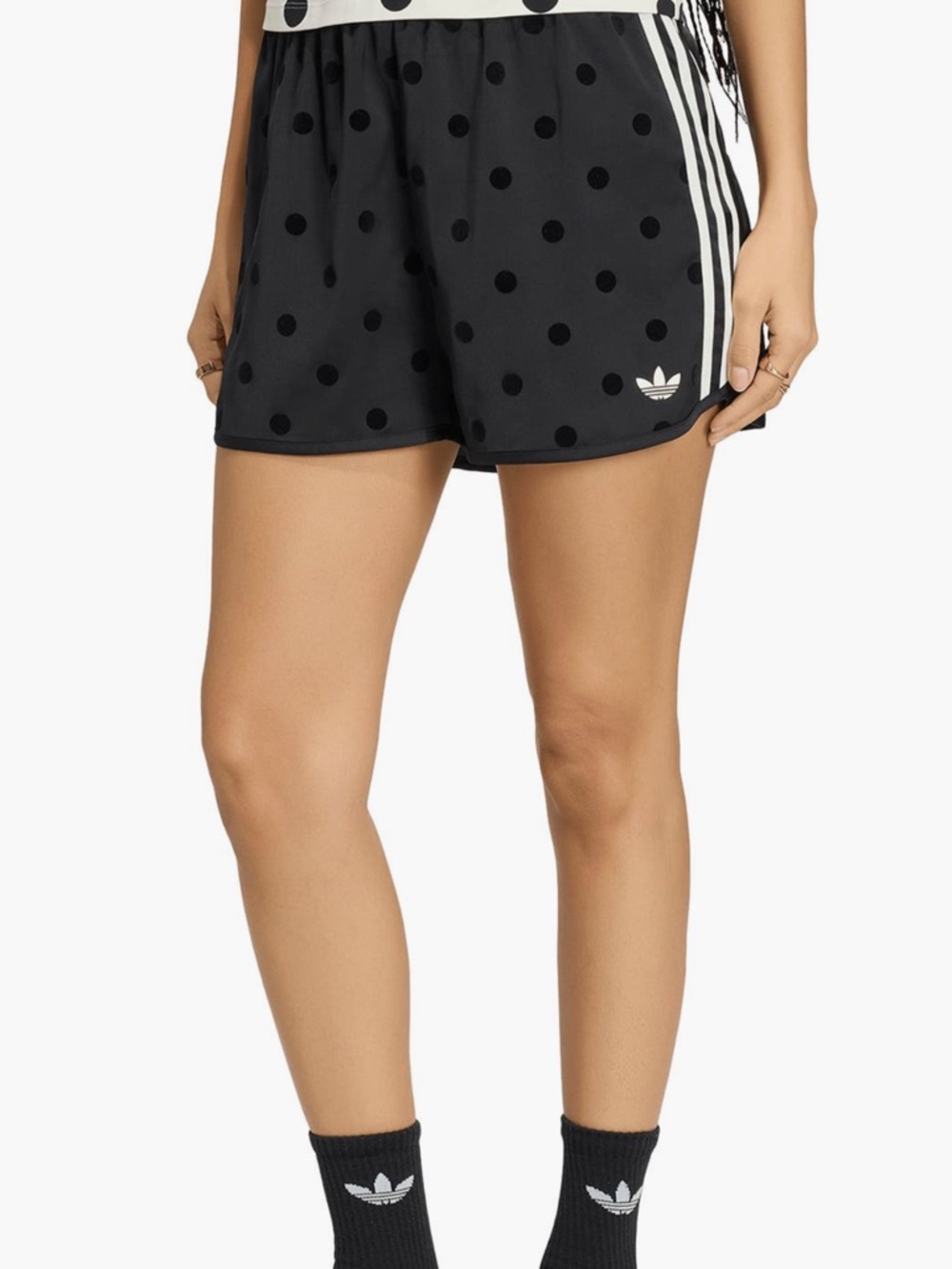 adidas Originals Black Polka Dot Sprinter Shorts with White Stripes